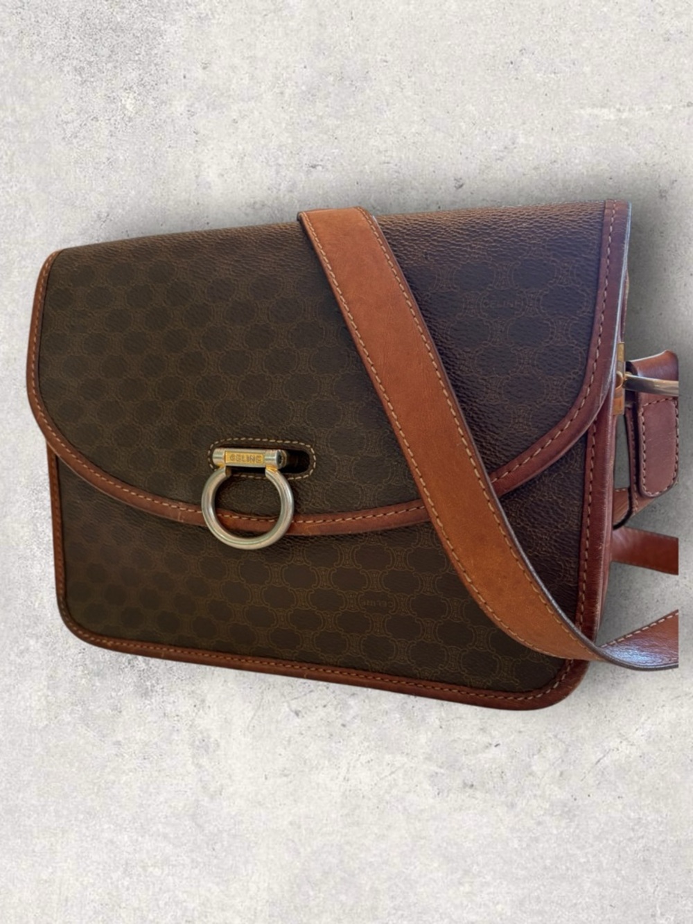 Celine Brown Leather Crossbody Bag with Ring Hardware - Picture 3 of 9